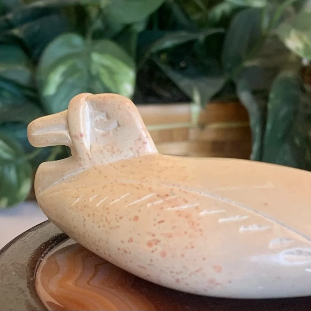 Hand Carved Soapstone Duck Loon Sculpture Stone Stylized Bird Figurine Kenya 4.6
